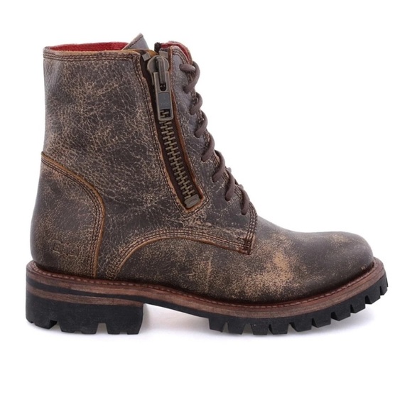 NWOB Bed Stu Tactic Trek Distressed Brown Leather Side Zip Lace Up Combat Boots - Picture 1 of 13